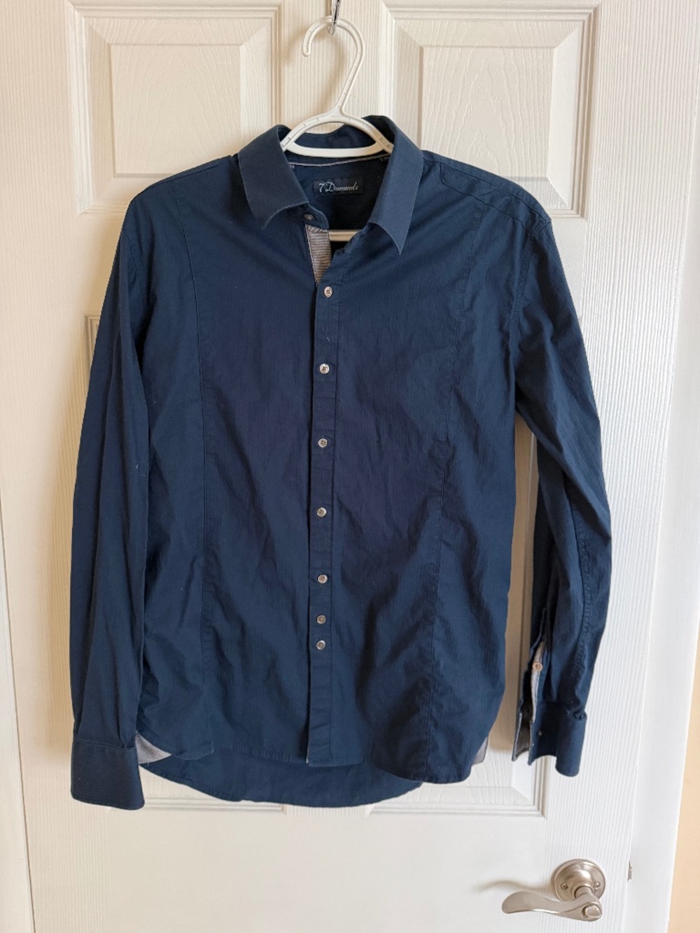 7 diamonds dress shirt navy blue